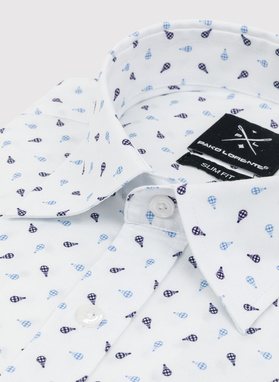 Biała koszula męska w drobny wzór