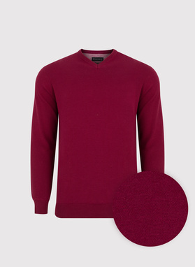 Czerwony męski sweter w serek