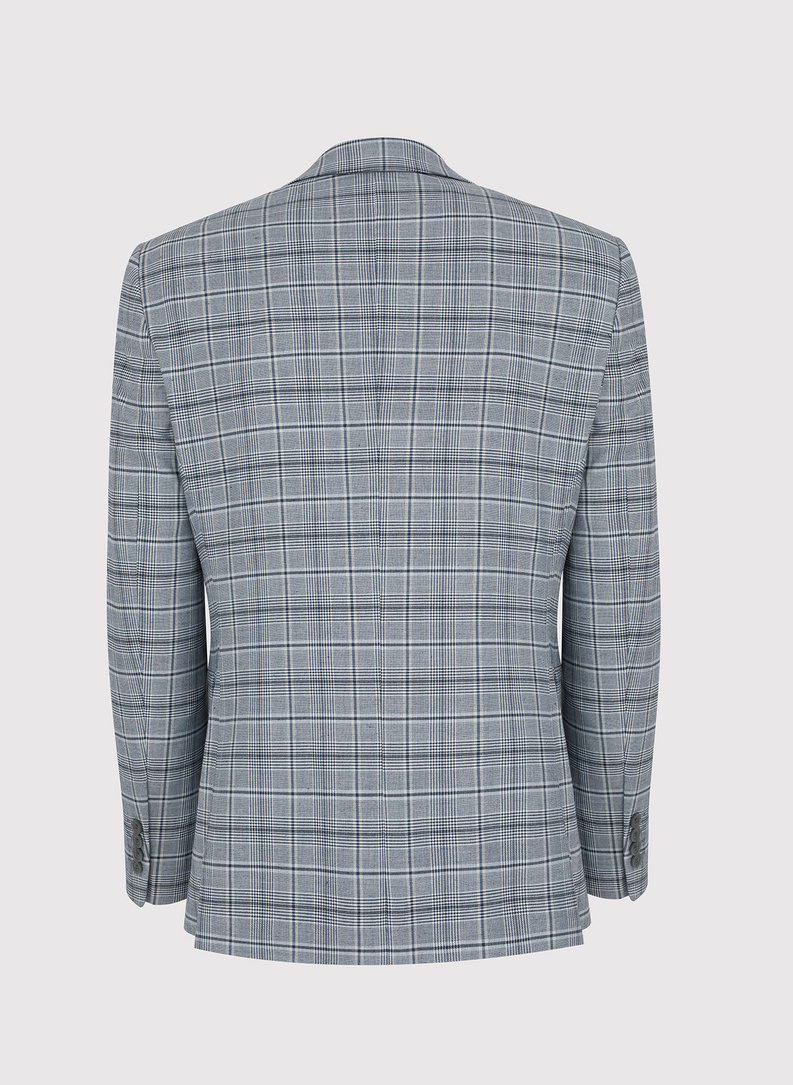 Szary kraciasty garnitur męski