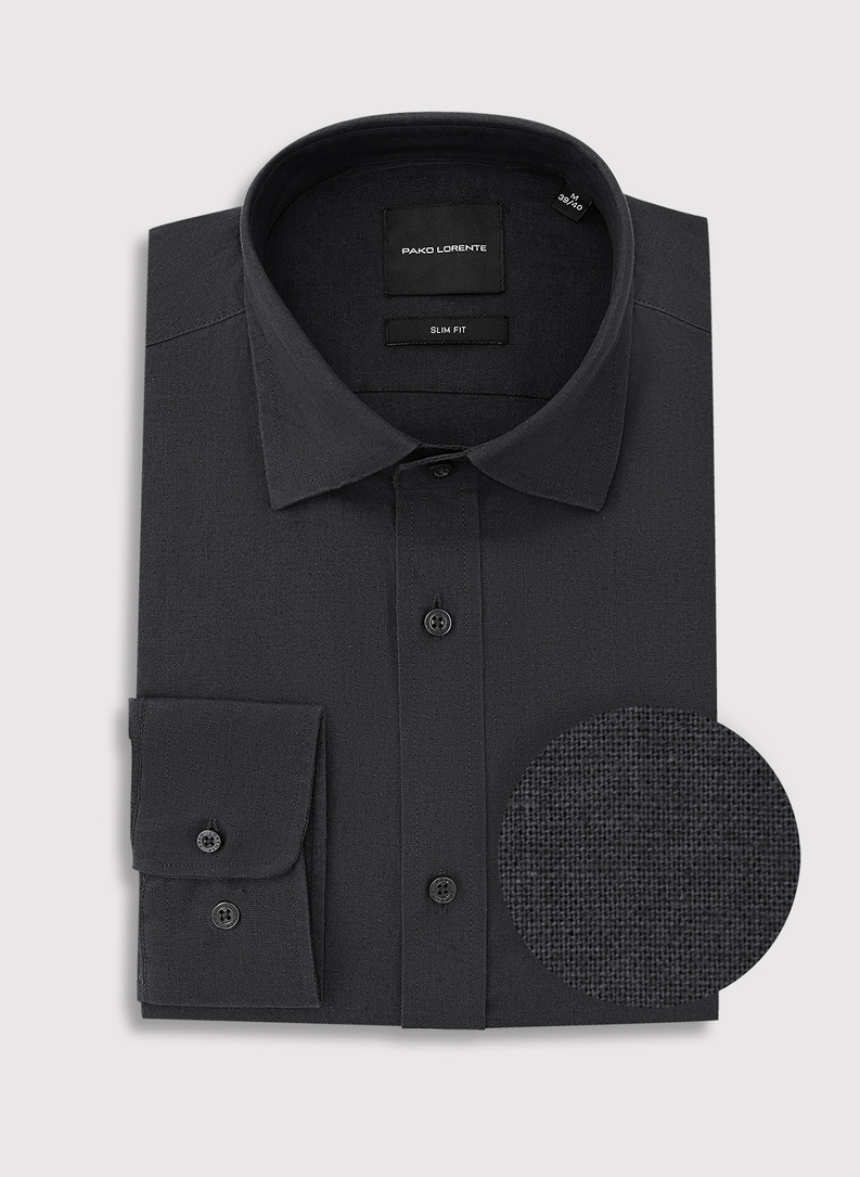 Czarna koszula z lnem