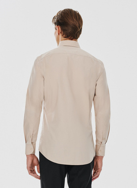 Beżowa koszula męska długi rękaw