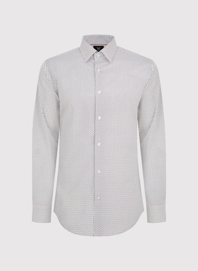 Biała koszula męska w mikrowzór