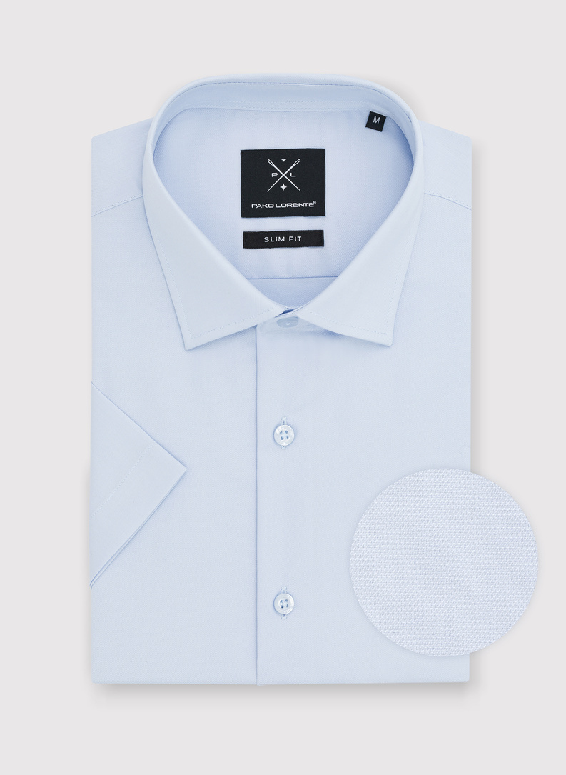 Niebieska koszula męska z krótkim rękawem