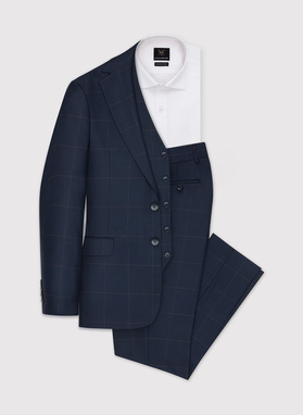 Granatowa marynarka garniturowa w kratę Windowpane