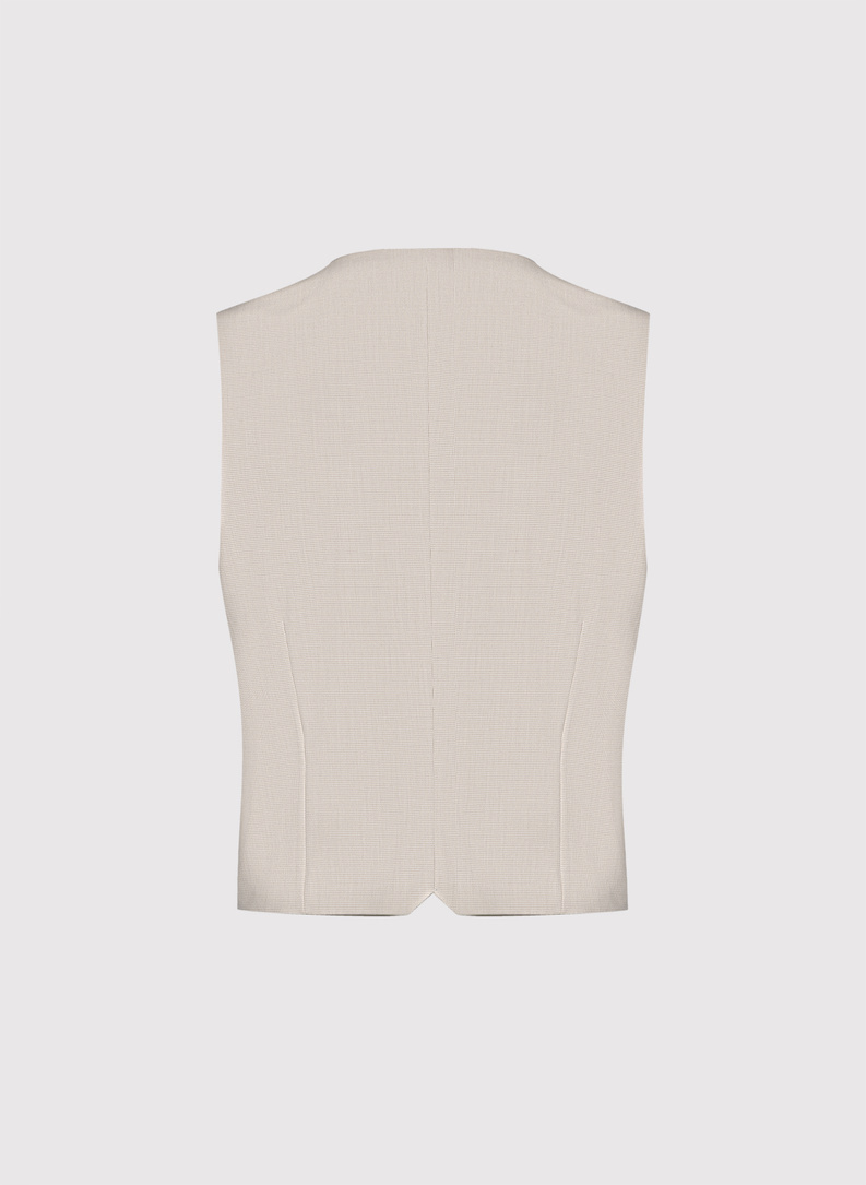 Beżowa kamizelka męska w pepitkę