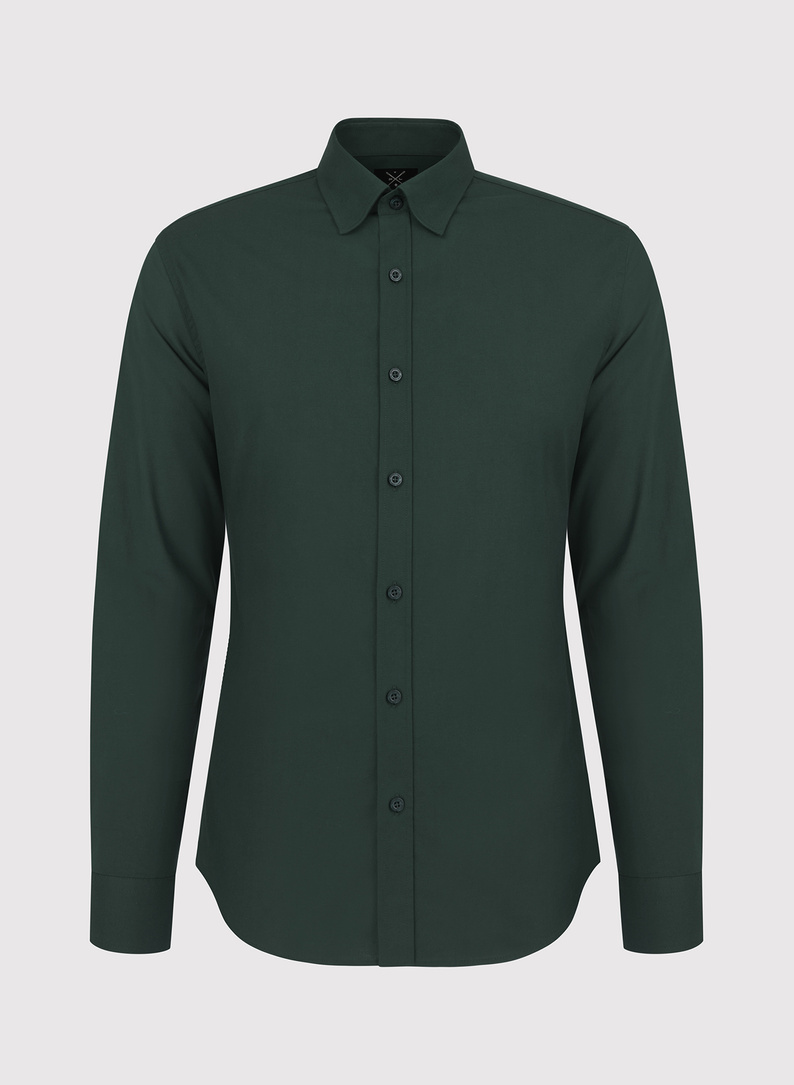 Ciemnozielona gładka koszula męska 