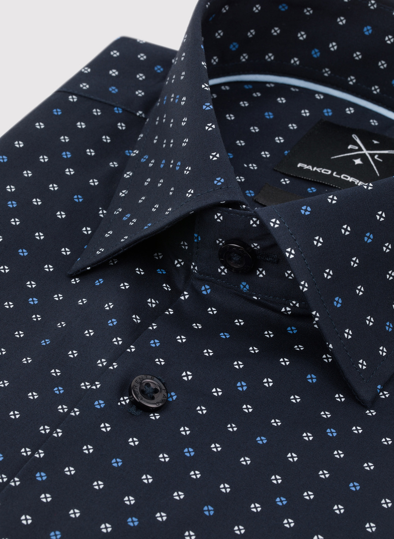 Granatowa koszula męska w mikrowzór