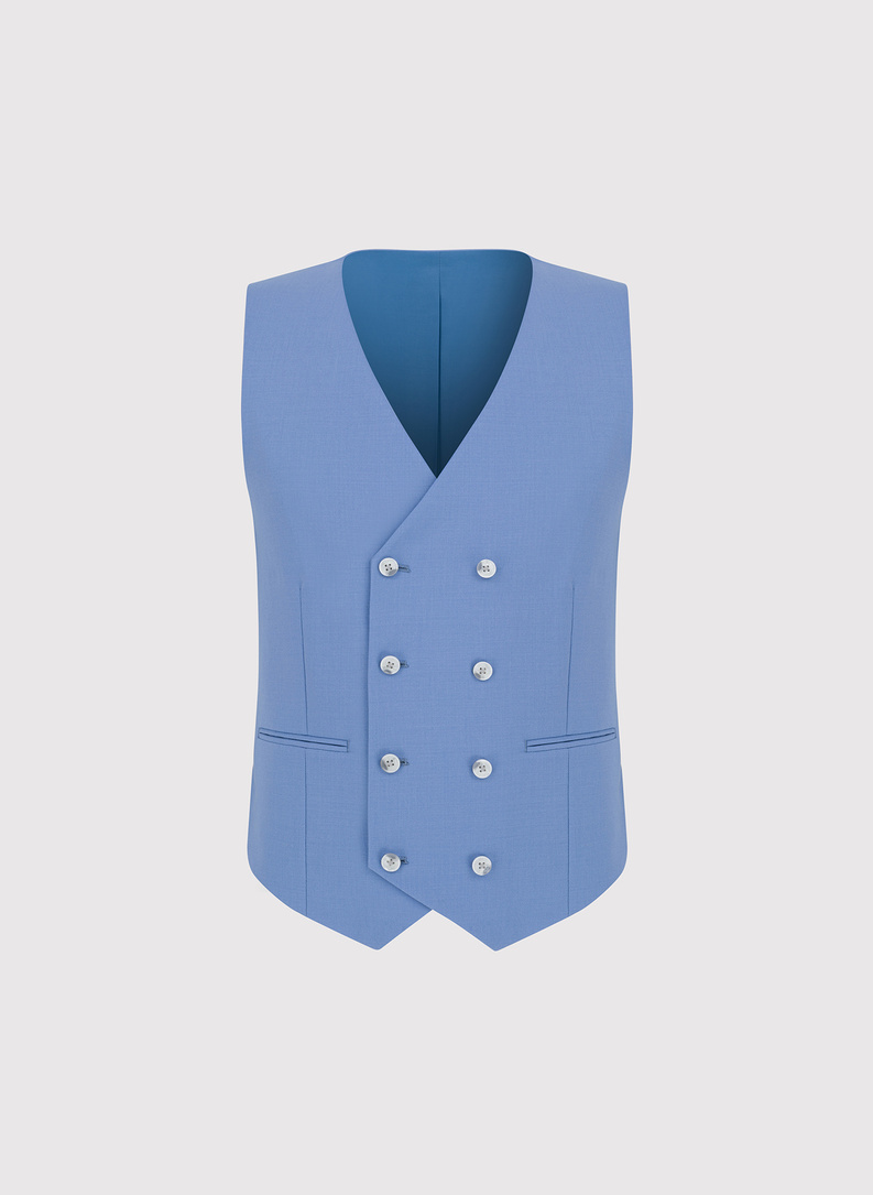 Niebieski wełniany garnitur męski