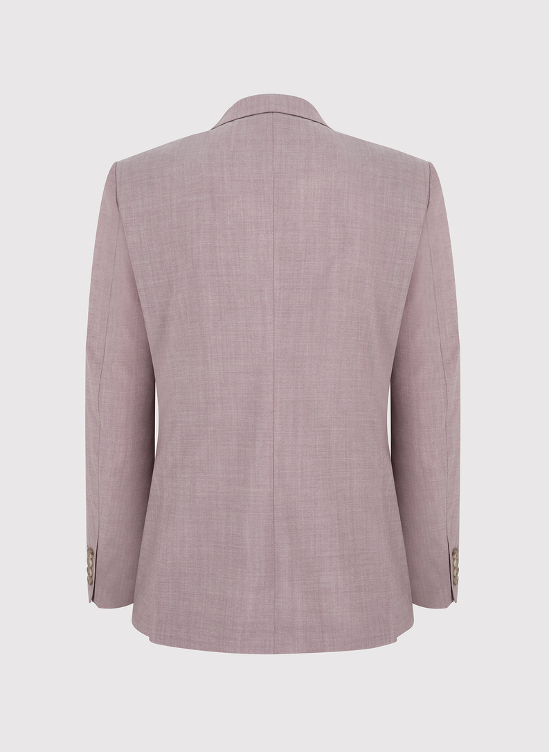 Wełniany różowy gładki garnitur męski