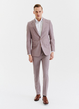 Gładkie różowe spodnie garniturowe męskie