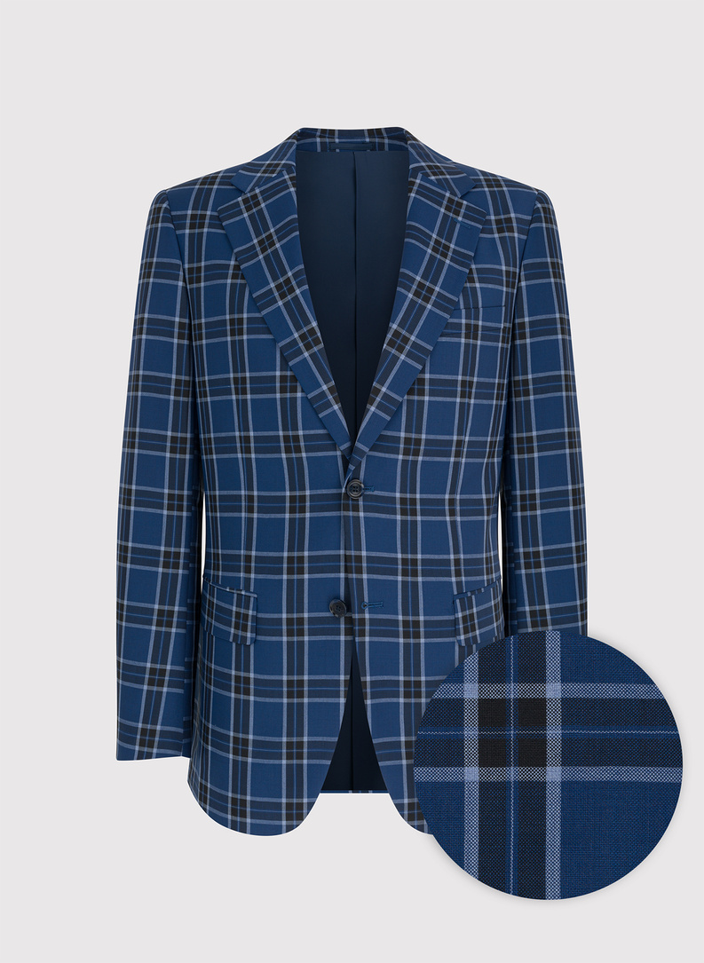 Granatowa marynarka w kratę