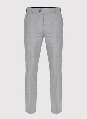 Szary wełniany garnitur męski w kratkę