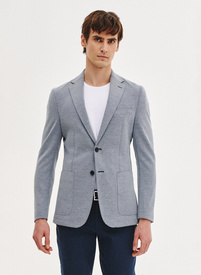 Niebieska marynarka z dzianiny