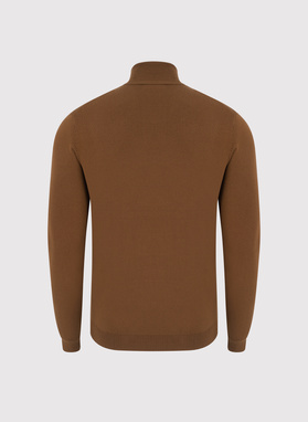 Kamelowy gładki golf męski