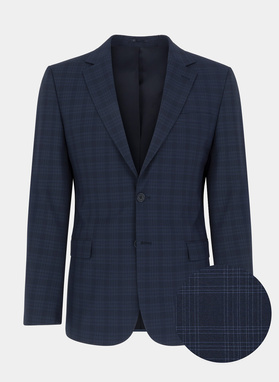 Granatowy garnitur w delikatną kratę