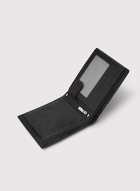 Czarny skórzany portfel męski