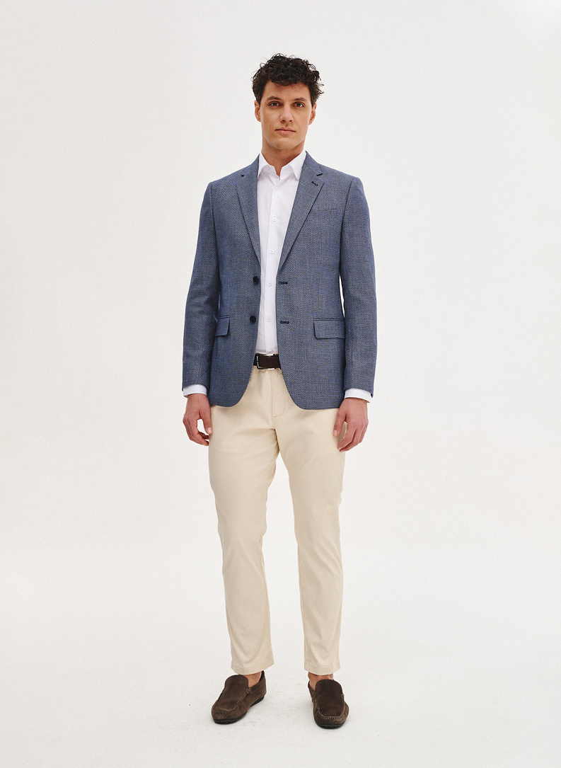 Niebieska marynarka męska z wiskozą