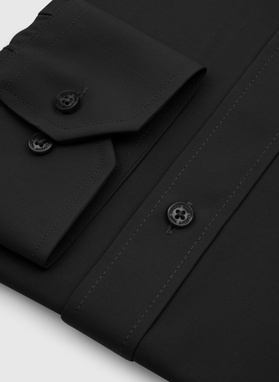 Czarna koszula męska z wełną