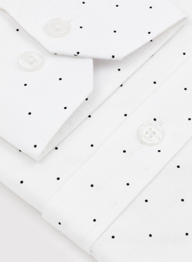 Biała koszula męska w czarne kropki
