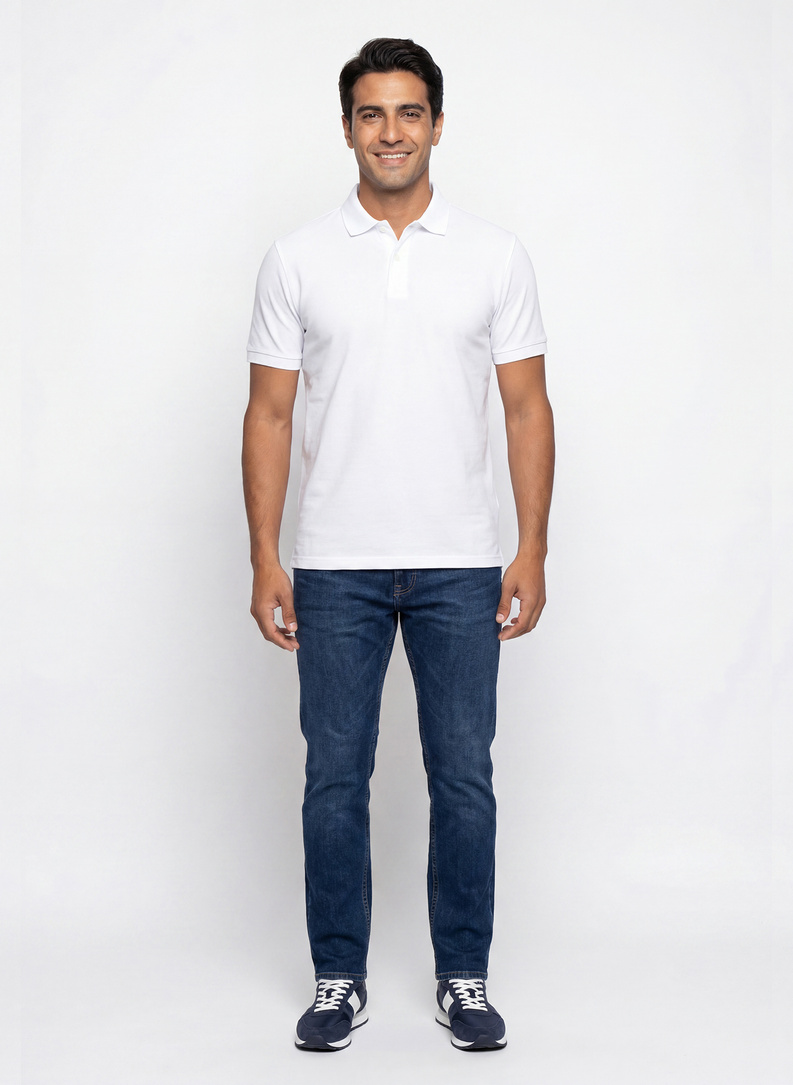 Biały t-shirt polo z bawełny