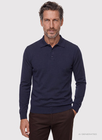 Granatowy sweter z kołnierzykiem polo