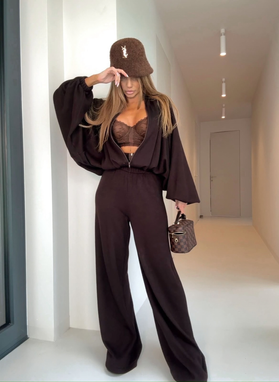 Komplet bluza i spodnie POOL COZY czekolada