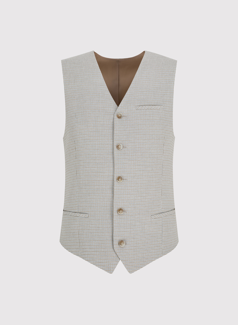 Jednorzędowa kamizelka męska w drobną kratę