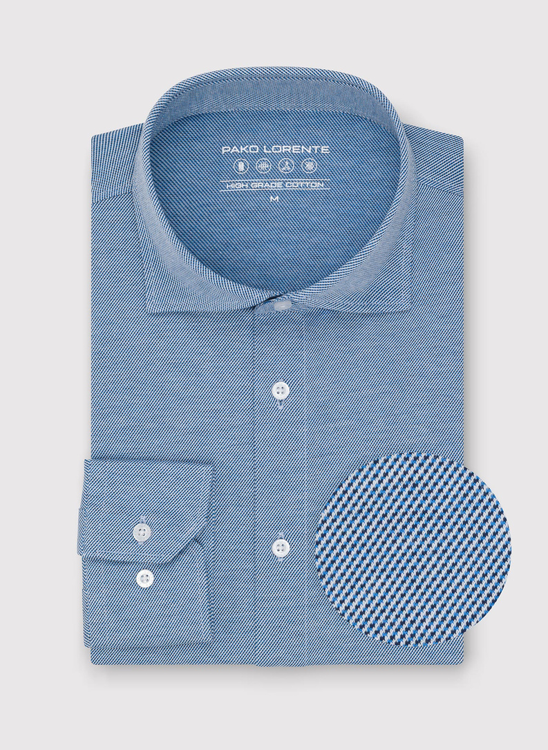 Jasnoniebieska dzianinowa koszula męska