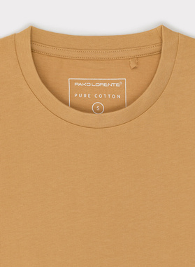 Bawełniany żółty t-shirt z okrągłym dekoltem