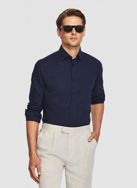 Granatowa koszula z lnem