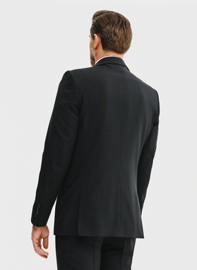 Wełniany czarny garnitur męski