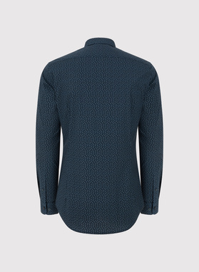 Granatowa koszula we wzór geometryczny