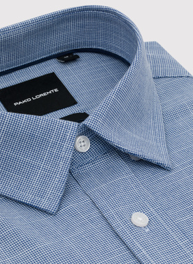 Granatowa koszula w drobną kratę