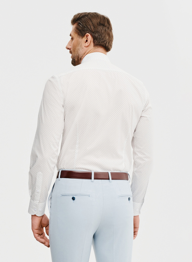 Biała koszula męska w mikrowzór