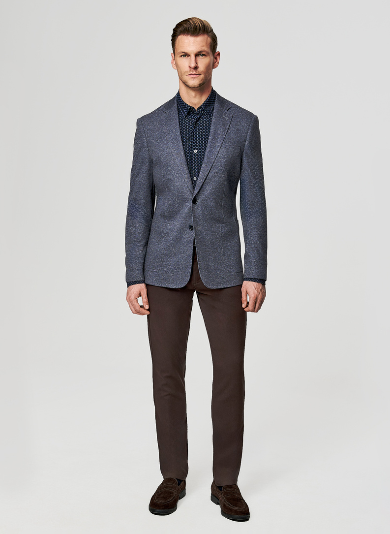 Melanżowa marynarka męska w kolorze granatowym