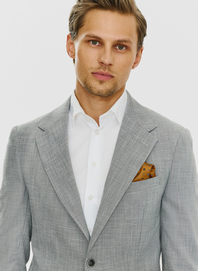 Lniana szara marynarka męska melanż