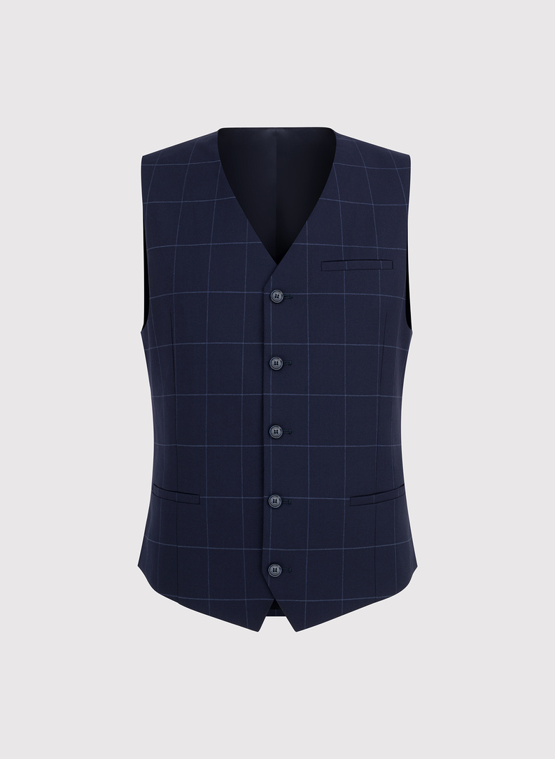 Granatowa kamizelka męska w kratę