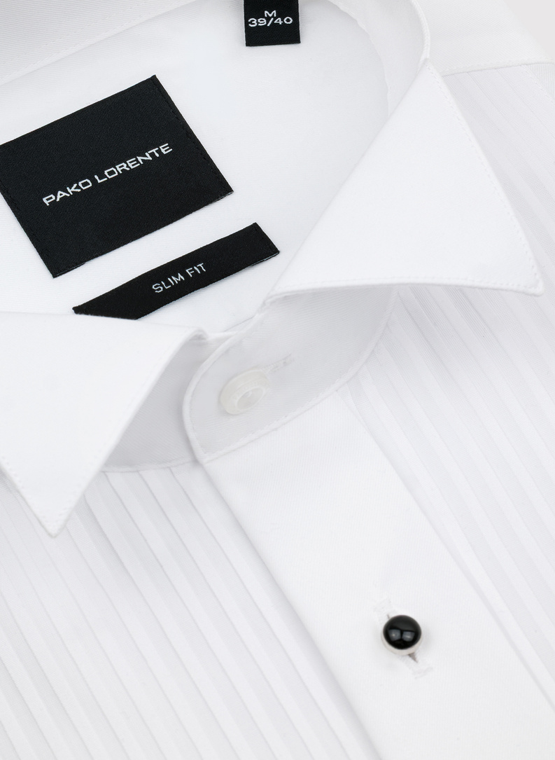 Biała smokingowa koszula męska