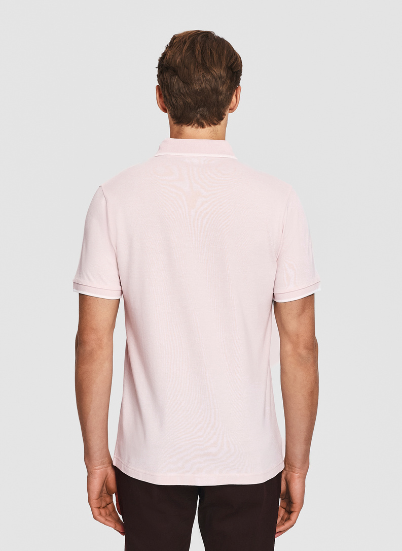 Różowy t-shirt polo z bawełną