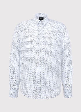 Biała koszula męska w niebieskie listki