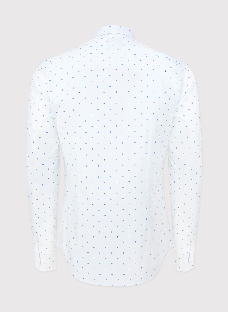 Męska biała koszula w mikrowzór