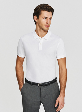 Białe męskie polo z bawełny