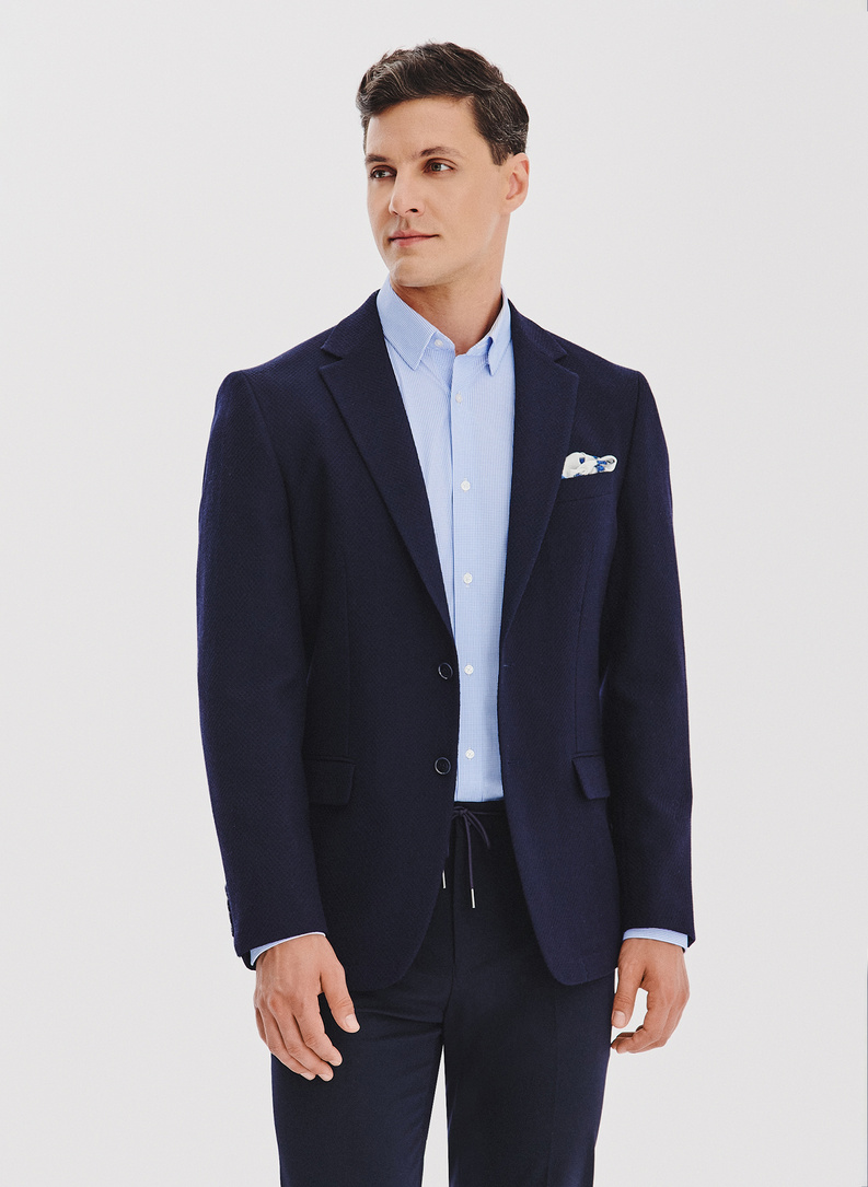 Granatowa marynarka męska z wełny