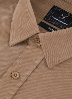 Sztruksowa koszula męska w kolorze beżowym