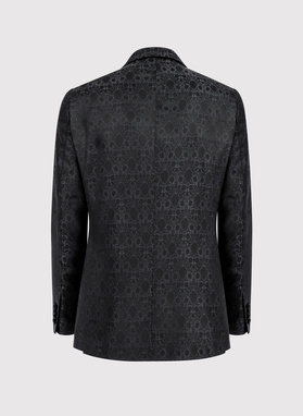 Czarna żakardowa marynarka smokingowa