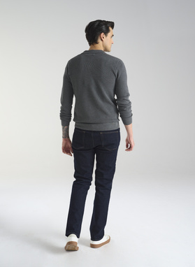 Szary sweter męski z kołnierzykiem