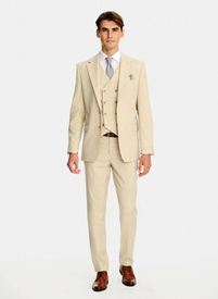 Ślubny beżowy garnitur z wełny
