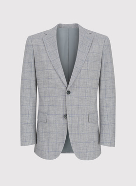 Szara marynarka w niebieską kratę