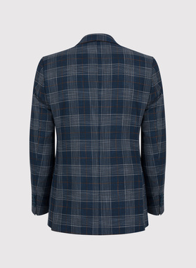 Granatowa casualowa marynarka męska w kratę 