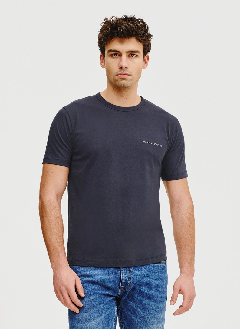 Granatowy t-shirt męski - zdjecie nr 1